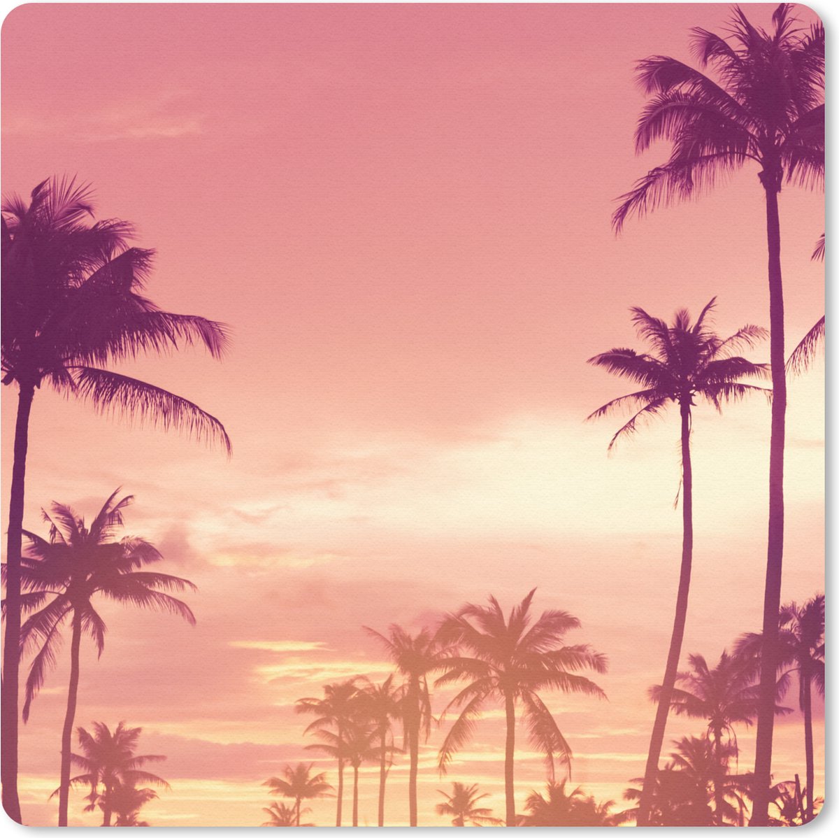 Muismat 30x30 cm - Mousepad Lucht - Palmboom - Avond - Natuur - Tropisch - Muismatten