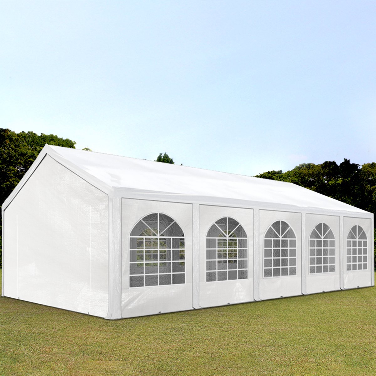 Bol.com Hoogwaardige Partytent 4x10 m van PE 450 N zeil tuintent feesttent waterdicht in Wit aanbieding