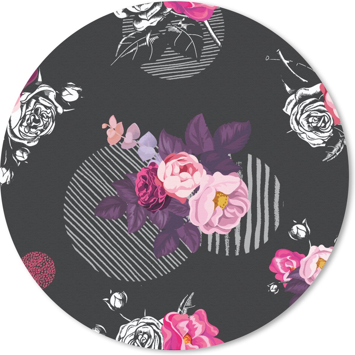 Muismat rond 30x30 cm - Mousepad Rozen - Bloemen - Patronen - Ronde muismatten