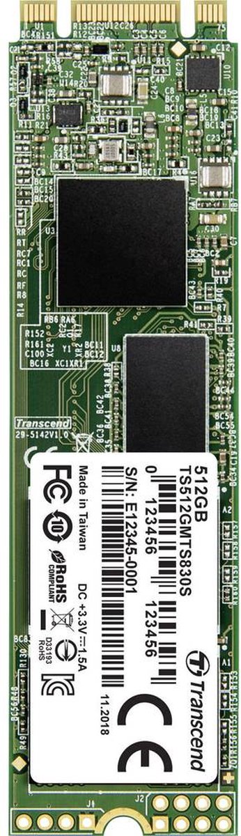 Transcend 830S SATA M.2 SSD 2280 harde schijf 512 GB M.2 SATA 6 Gb/s