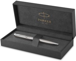 Parker Sonnet-balpen | Roestvrij staal met palladium rand | Medium penpunt | Zwarte inkt | Cadeauverpakking