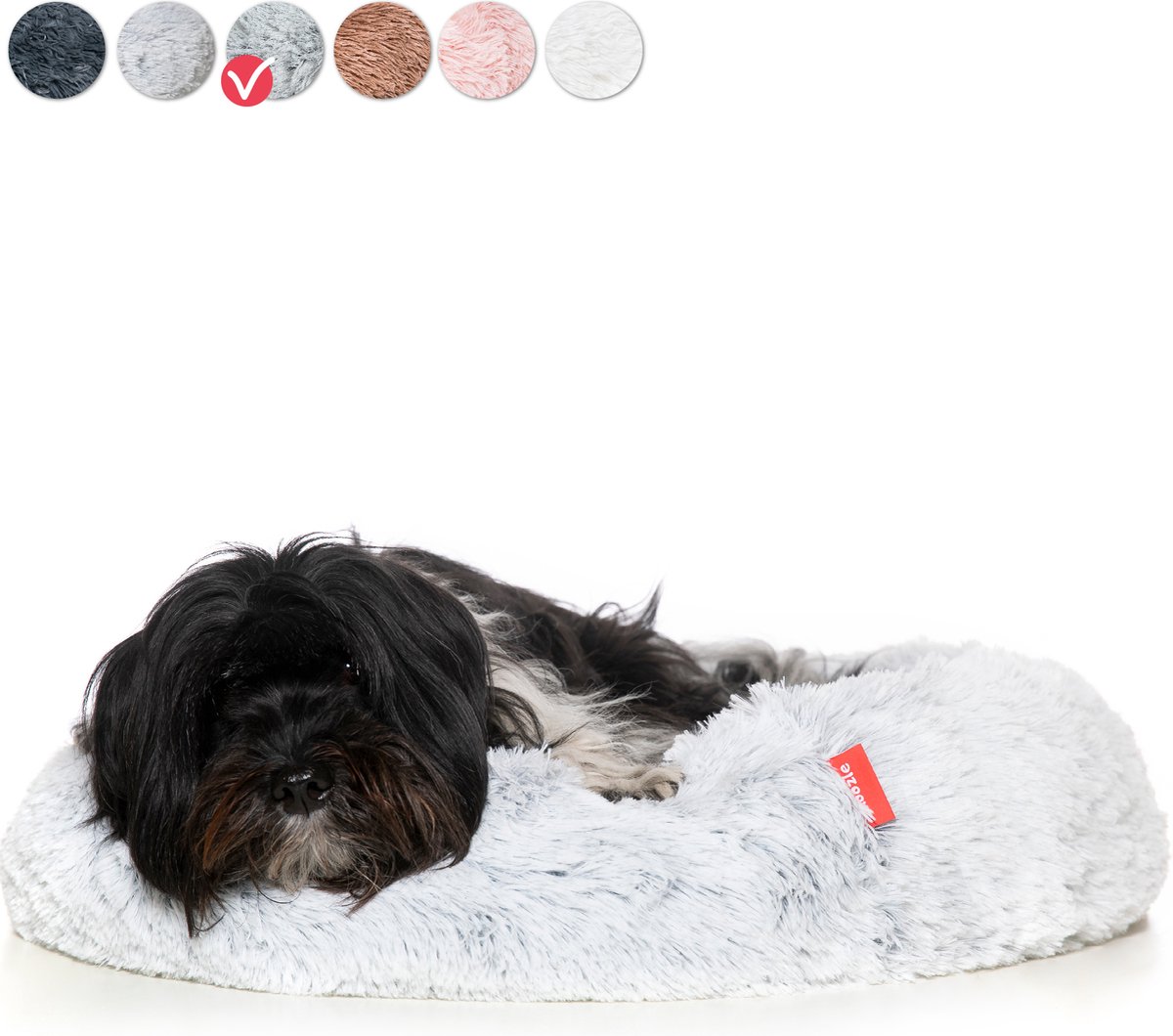 Bol.com Snoozle Donut Hondenmand - Zacht en Luxe Hondenkussen - Wasbaar - Fluffy - Hondenmanden - 70cm - Wolf Grijs aanbieding