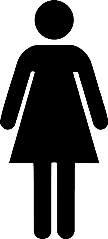 Dames toilet symbool - zwart - 4,5 cm x 10 cm - deursticker - DAMES WC - Toiletpictogram - kantoor