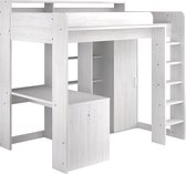 Lit mezzanine Blanc avec bureau et rangements 90x200 cm - Supérieur