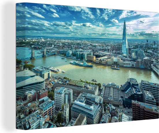 Canvas Schilderij Londen - Skyline - Engeland - 30x20 cm - Wanddecoratie