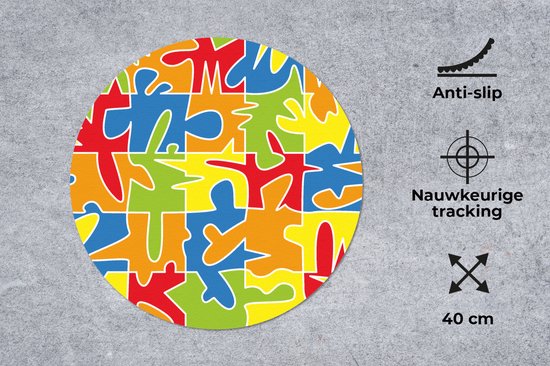 Muismat rond 40x40 cm - Mousepad Puzzel - Patronen - Abstract - Ronde muismatten