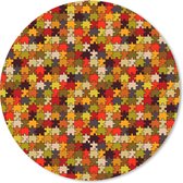 Muismat - Mousepad - Rond - Puzzel - Patronen - Herfst - 50x50 cm - Ronde muismat