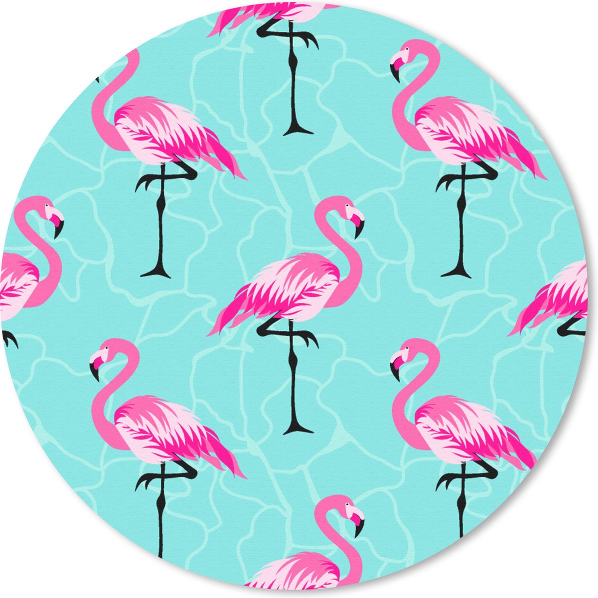 Muismat rond 40x40 cm - Mousepad Flamingo - Roze - Patroon - Ronde muismatten