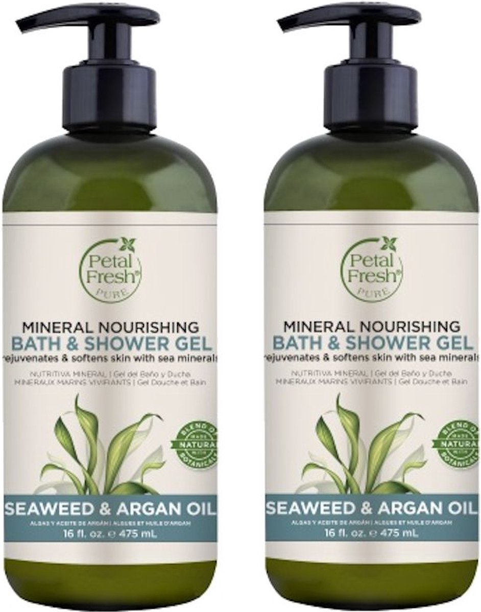 PETAL FRESH - Bath & Shower Gel Seaweed & Argan Oil - 2 Pak