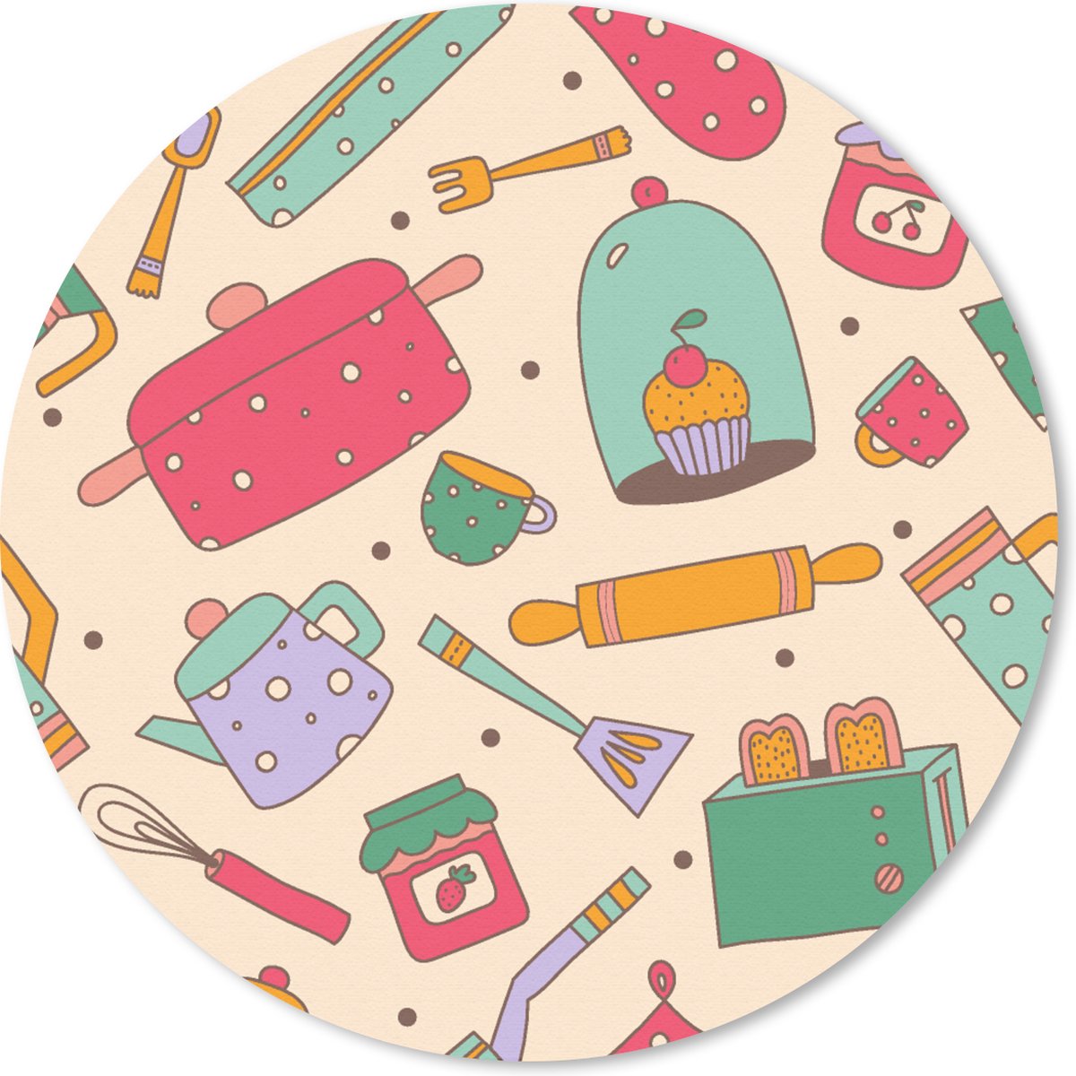 Muismat rond 50x50 cm - Mousepad Keuken - Thee - Patronen - Ronde muismatten