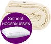 Wollen Dekbed 4-Seizoenen + Hoofdkussen - Eenpersoons - 140x200 cm - Set