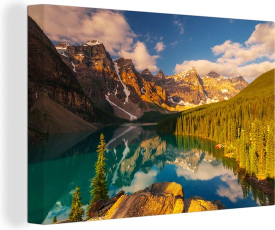 Zonsopkomst in het Nationaal park Banff in Noord-Amerika Canvas 60x40 cm - Foto print op Canvas schilderij (Wanddecoratie woonkamer / slaapkamer)