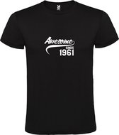 Zwart T-Shirt met “Awesome sinds 1961 “ Afbeelding Wit Size XXXL