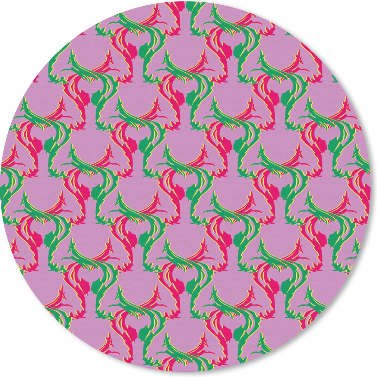 Muismat rond 30x30 cm - Mousepad Hert - Patroon - Paars - Ronde muismatten