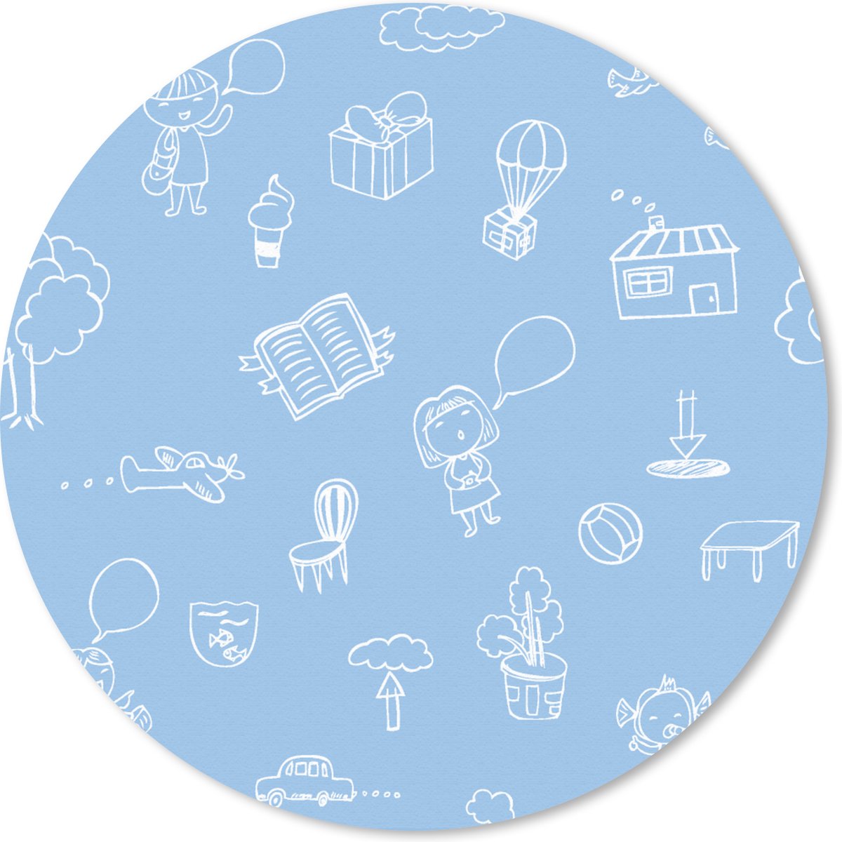 Muismat rond 20x20 cm - Mousepad Patronen - Geboorte - Blauw - Ronde muismatten
