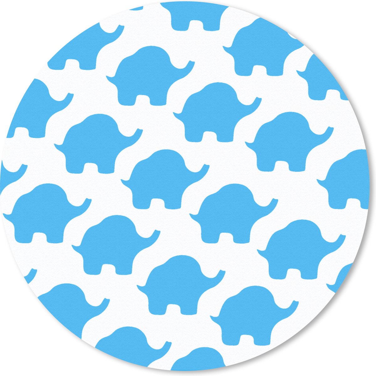 Muismat rond 30x30 cm - Mousepad Blauw - Olifant - Design - Ronde muismatten