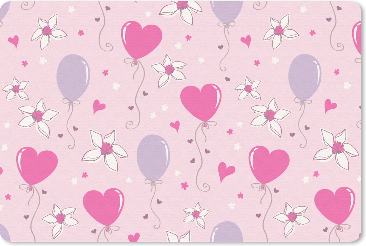 Muismat - Mousepad - Ballon - Patronen - Roze - 27x18 cm - Muismatten