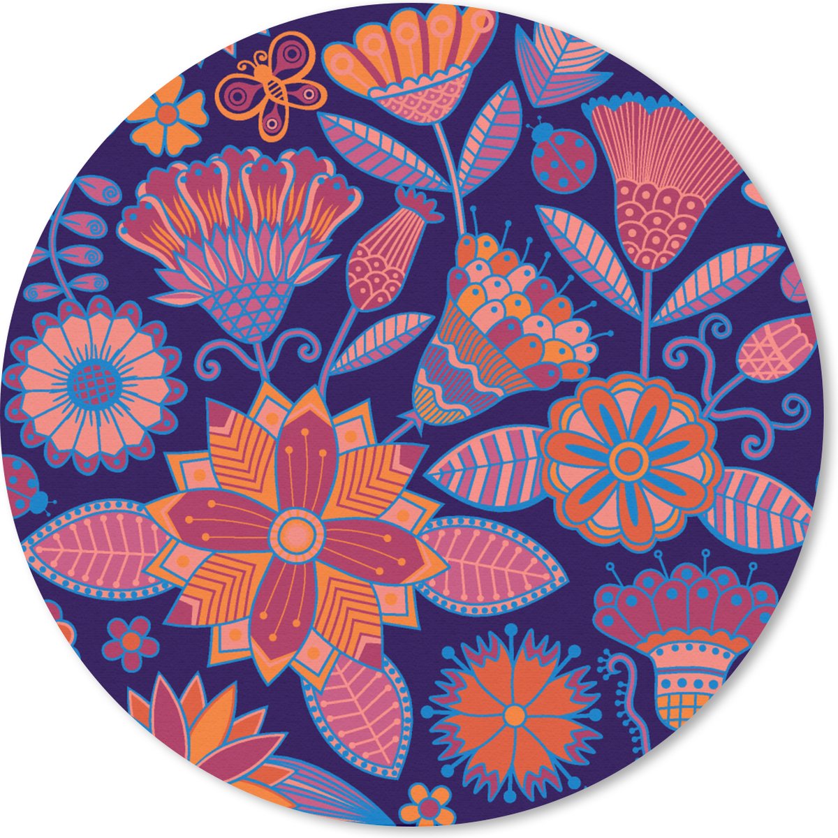 Muismat rond 20x20 cm - Mousepad Vlinder - Bloemen - Patronen - Ronde muismatten