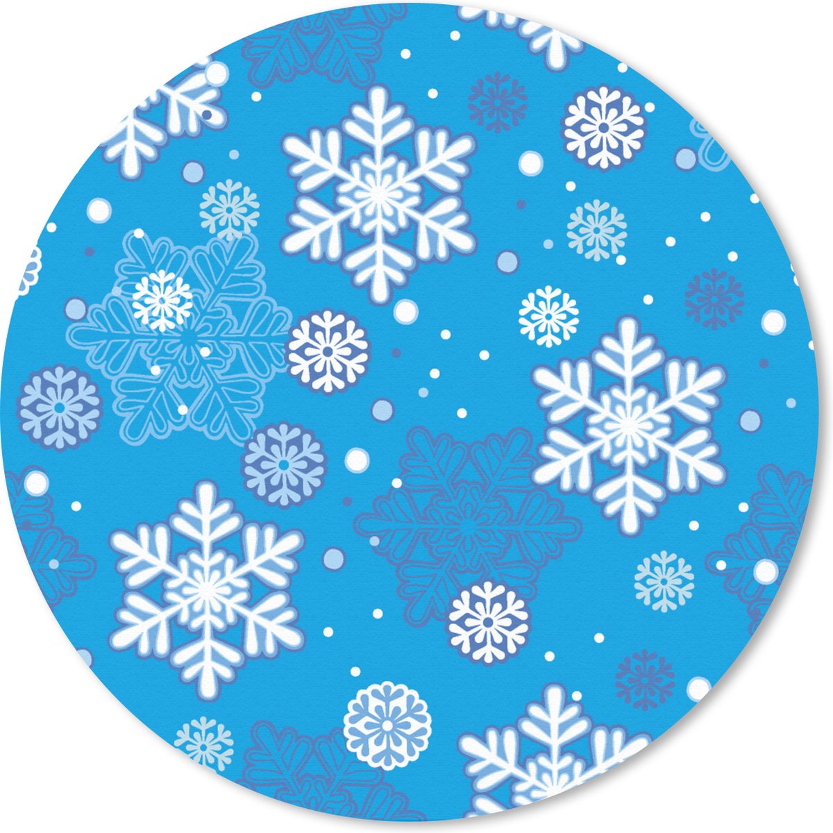 Muismat rond 50x50 cm - Mousepad Sneeuwvlok - Winter - Kerst - Patronen - Ronde muismatten - Kerst - Cadeau - Kerstcadeau voor mannen en voor vrouwen