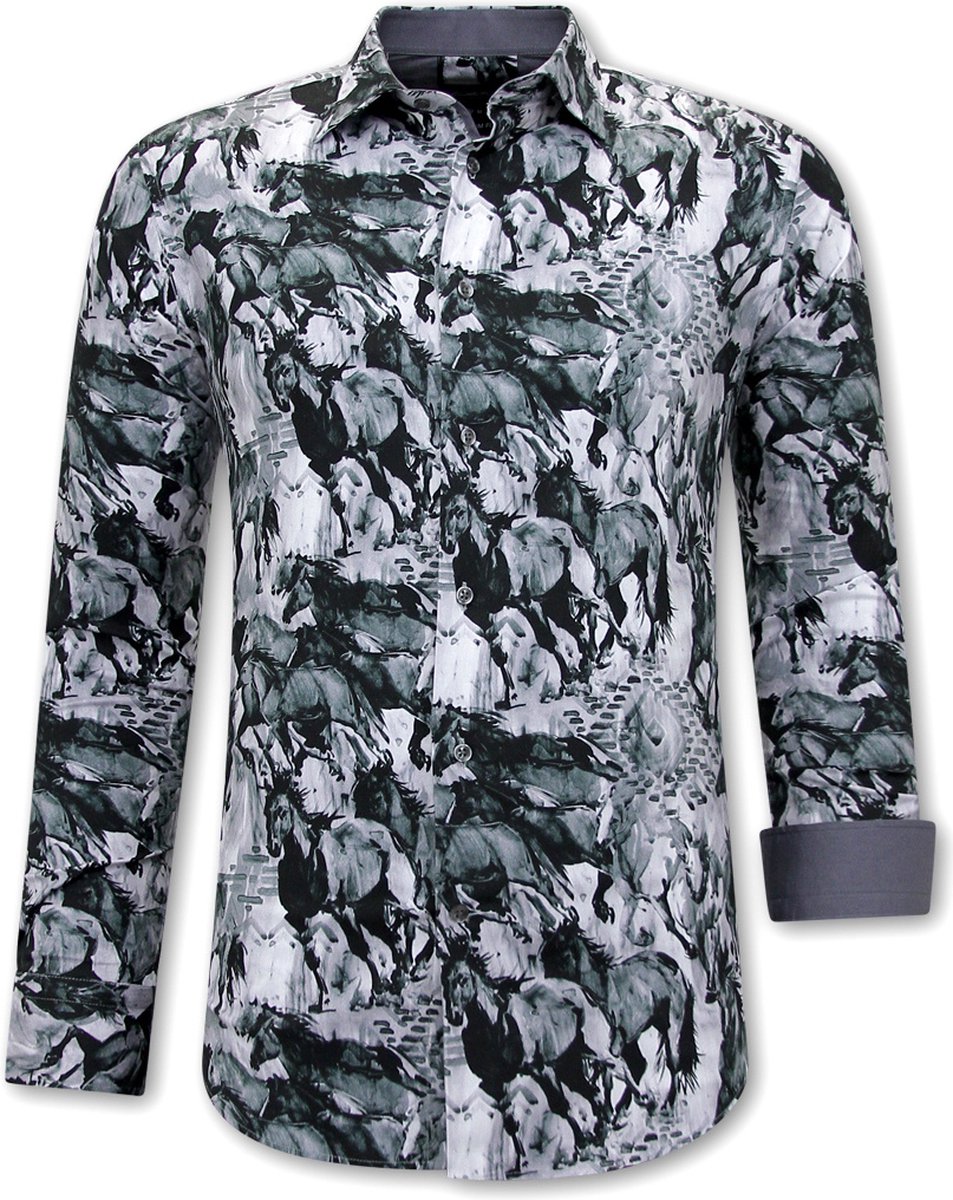 Dierenprint Blouse Heren - 3119 - Grijs