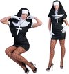 Funny Fashion - Non Kostuum - Stoute Begijn Non - Vrouw - Zwart - Maat 32-34 - Carnavalskleding - Verkleedkleding