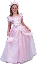 Funny Fashion - Koning Prins & Adel Kostuum - Roze Sprookjes Prinses Suikerspin Jurk Meisje - Roze - Maat 128 - Carnavalskleding - Verkleedkleding