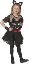 Funny Fashion - Poes & Kat Kostuum - Kitty Black - Meisje - Zwart - Maat 140 - Halloween - Verkleedkleding