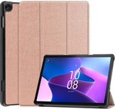 Tablet Hoes geschikt voor de Lenovo Tab M10 Gen 3 | Book Case met Standaard | Kunstlederen Beschermhoes | Tri-fold | Roze Goud