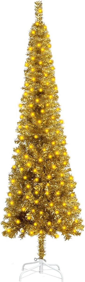 Prolenta Premium - Kerstboom met LED's smal 180 cm goudkleurig