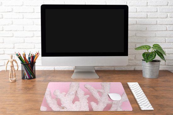 Bureau onderlegger 60x40 cm - Muismat Koraal - Roze - Zomer - Bureaulegger xl - Desk mat beschermer - Computer muismatten