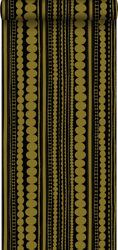ESTAhome behang kralen zwart en glanzend goud - 128822 - 0,53 x 10,05 m