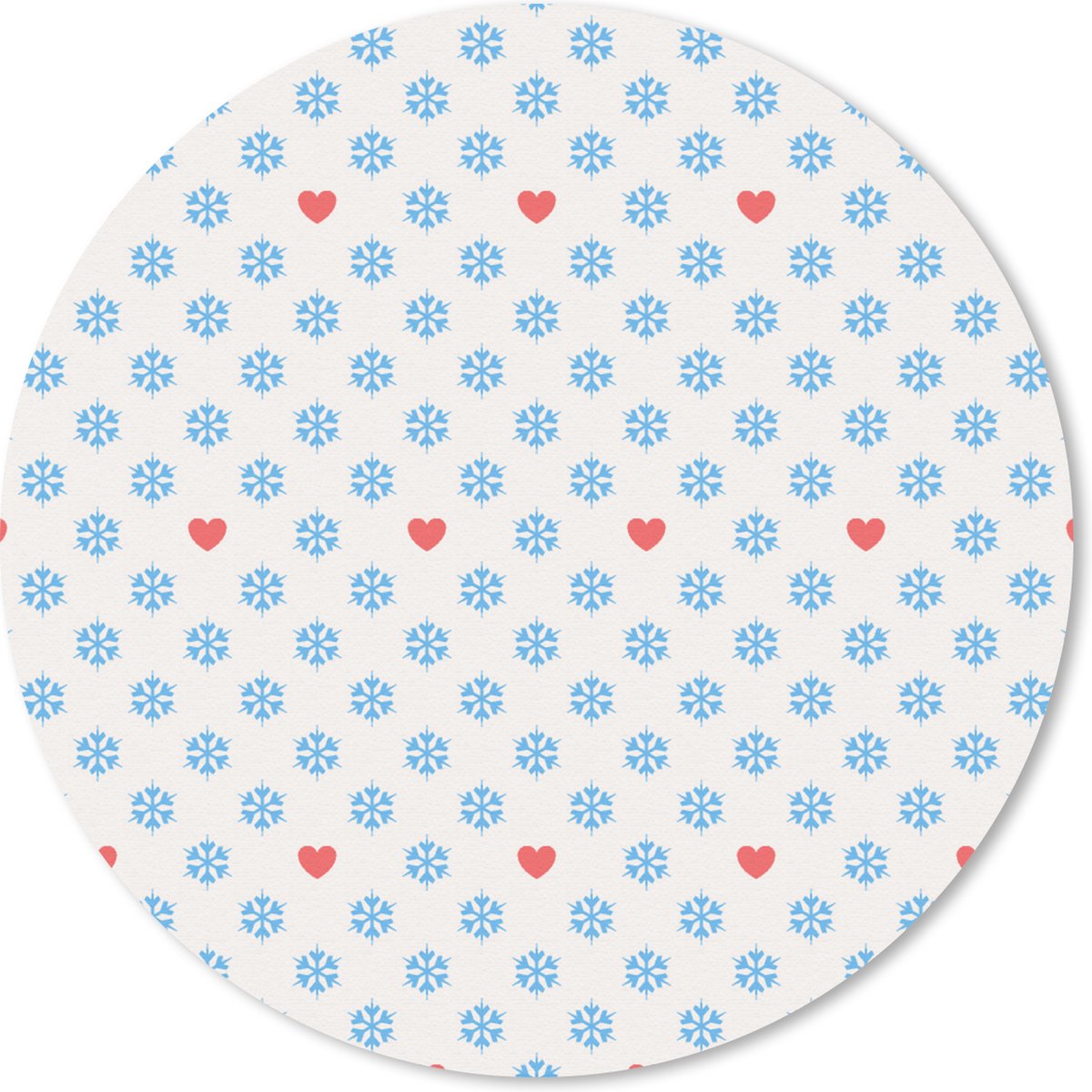 Muismat rond 30x30 cm - Mousepad Sneeuwvlok - Hart - Winter - Patronen - Ronde muismatten - Kerst - Cadeau - Kerstcadeau voor mannen en voor vrouwen