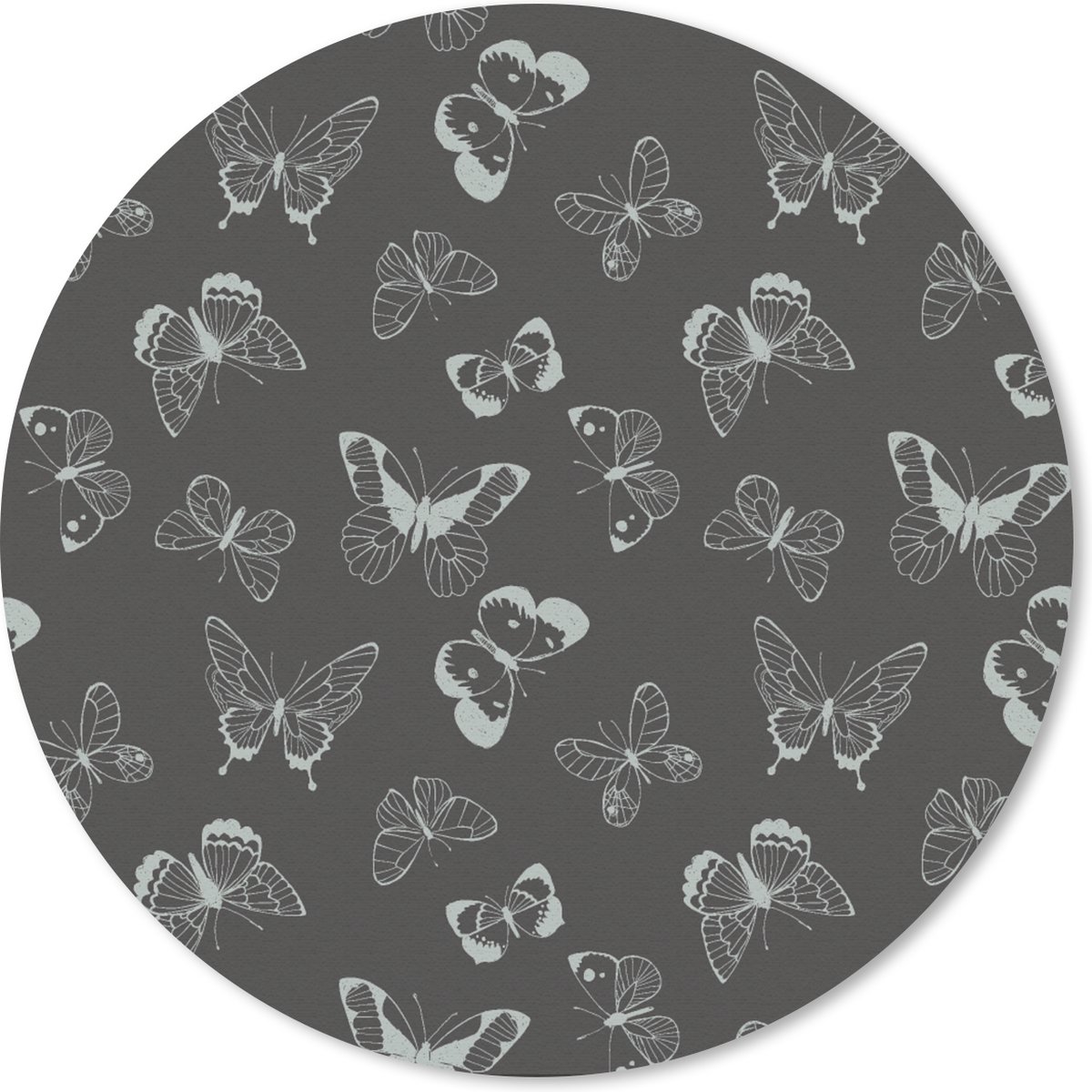 Muismat rond 50x50 cm - Mousepad Vlinders - Retro - Design - Ronde muismatten