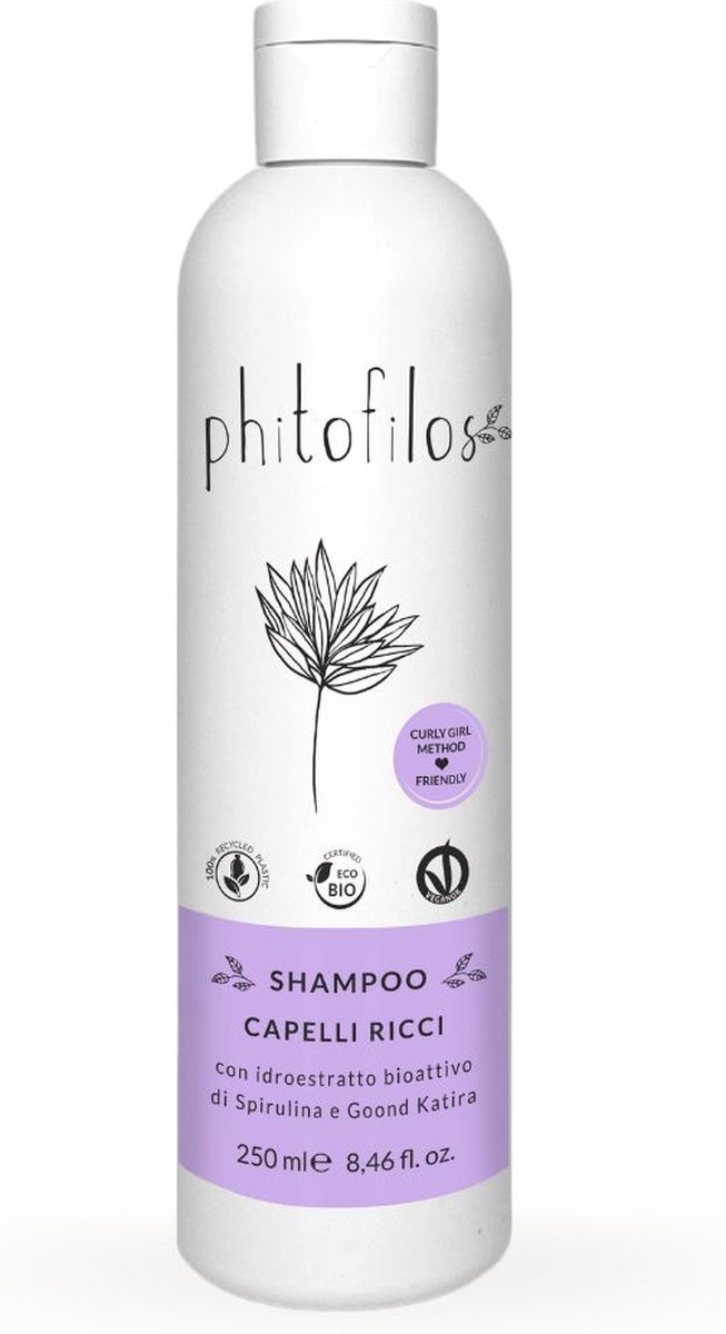 Phitofilos Shampoo voor krullend haar - extracten van Spirulina en Gond Katira - brengt leven in het haar 250ml