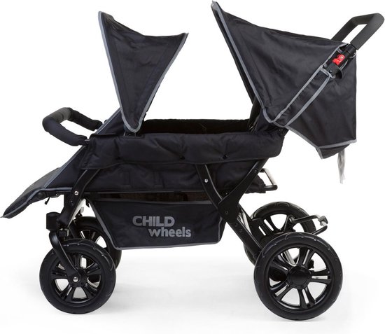 MobiQuip XL Kinderwagen, reisaccessoires, zonnekap en beschermende regenhoes, handige opbergmand, coördineert met zwart XL