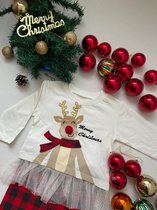 Ensemble de Costumes de Noël bébé - 2 pièces - Cerf doux - Joyeux Noël - Rouge Wit - 2-3 ans % 100 Katoen sain - Cadeau de Noël pour Bébé Enfants