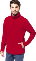 Kariban Fleece trui - rood - halve ritskraag - warme winter sweater - heren - polyester XL