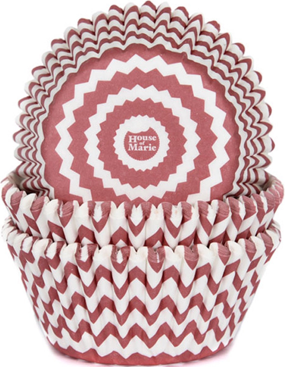 House of Marie Cupcakevormpjes Chevron Rood pk/50