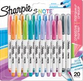 Sharpie S-Note creatieve kleurenmarkers | Markeerstift om mee te schrijven, tekenen en meer | Diverse pastelkleuren | Beitelpunt | 20 stuks