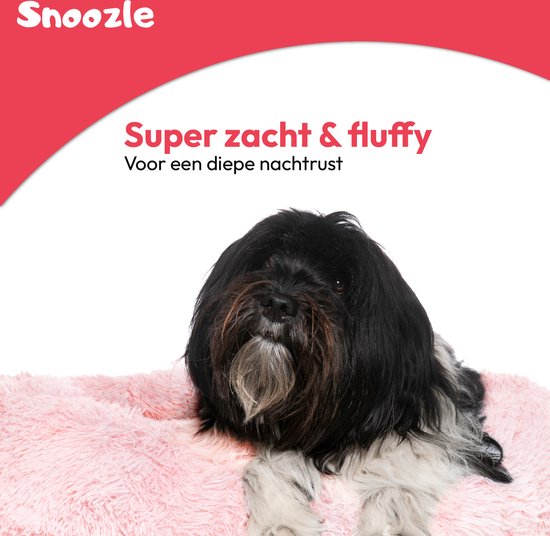 Snoozle Donut Hondenmand M - 60 cm - Fluffy Hondenmand Klein - Ronde Hondenmand Roze - Superzacht Hondenbed voor kleine hond - Anti-Stress Hondenkussen - Snoozle