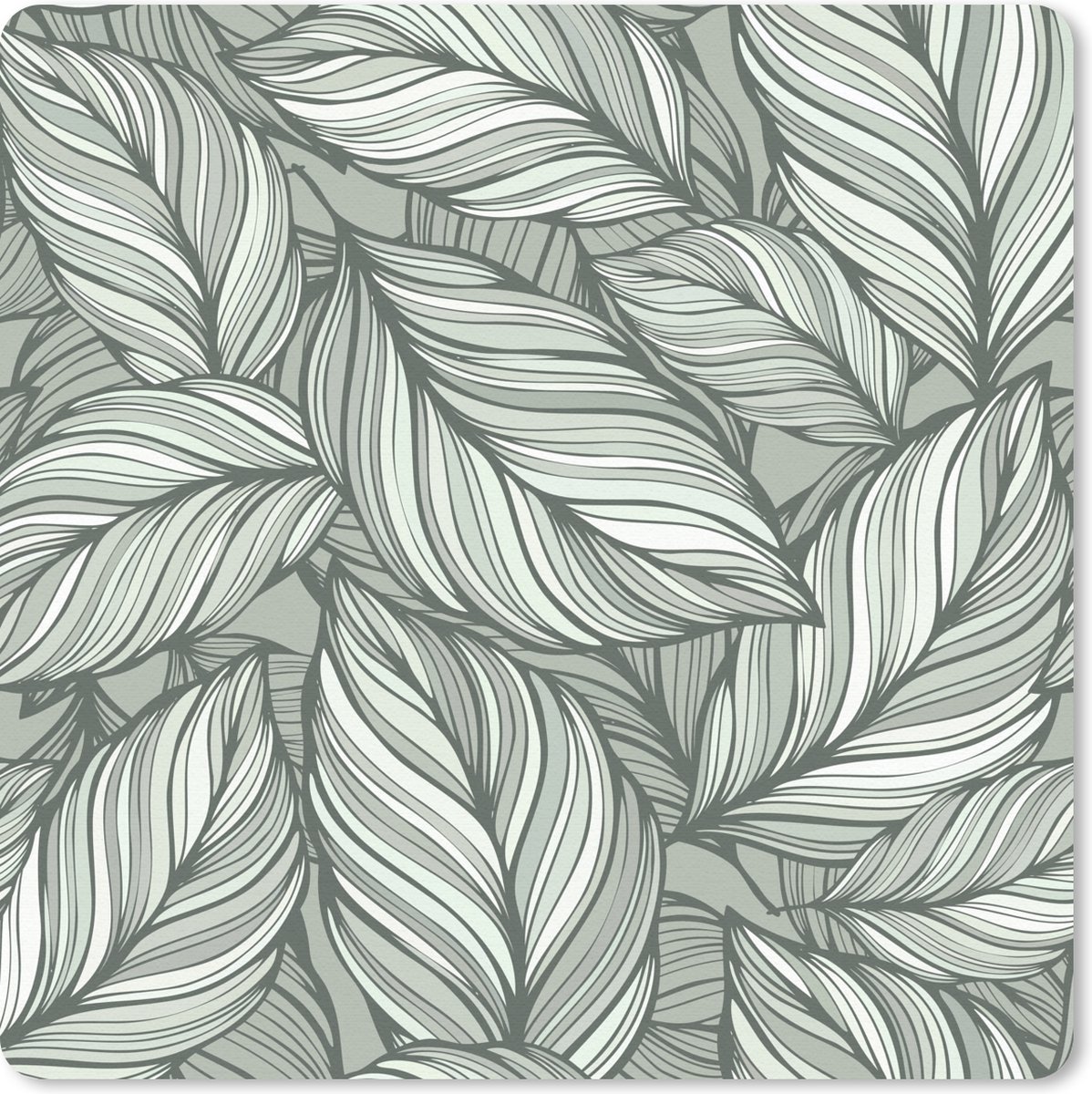 Muismat 30x30 cm - Mousepad Bloemen - Illustratie - Zwart - Wit - Muismatten