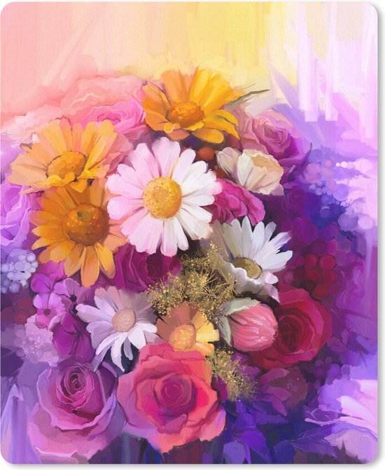 Foto: Muismat groot bloemen impressionisme olieverf 30x40 cm mousepad muismat