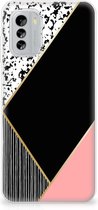 Telefoonhoesje Nokia G60 TPU Silicone Hoesje Black Pink Shapes