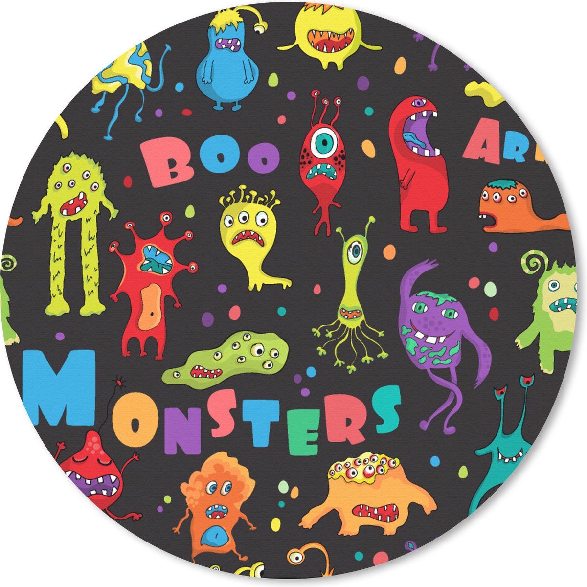 Muismat rond 50x50 cm - Mousepad Design - Monster - Feest - Kinderen - Ronde muismatten