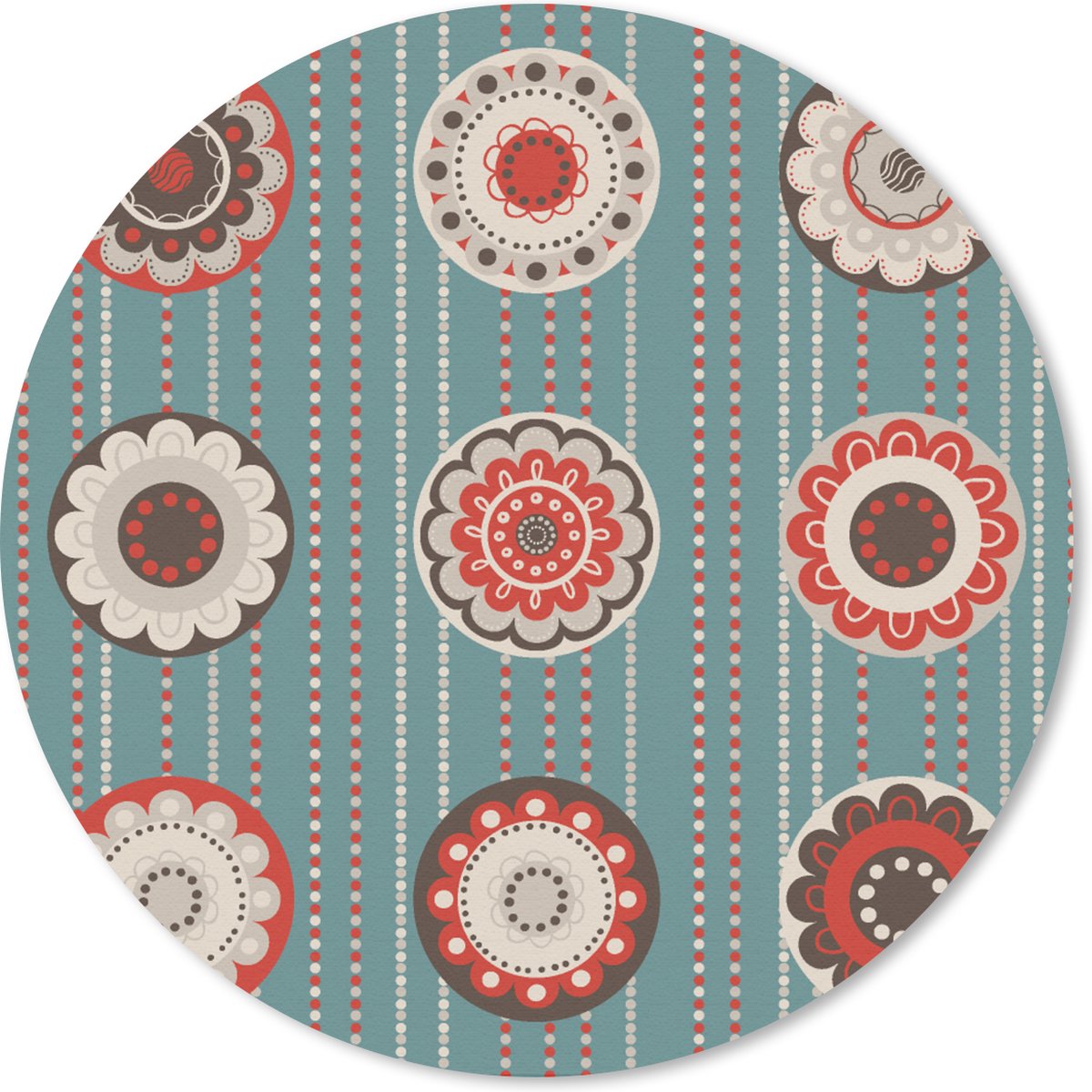 Muismat rond 40x40 cm - Mousepad Bohemian - Bloemen - Vintage - Design - Ronde muismatten
