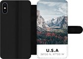 Telefoonhoesje Geschikt voor iPhone XS Max telefoonhoesje - Yosemite - Amerika - Wyoming - Bos - Bergen - Met vakjes - Wallet case met magneetsluiting
