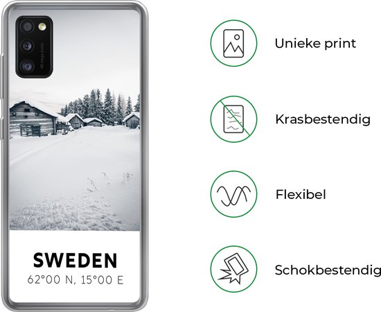 Convient pour la coque Samsung Galaxy A41 - Suède - Neige - Arbres - Coque de téléphone en Siliconen