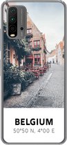 Geschikt voor Xiaomi Redmi 9T hoesje - België - Café - Terras - Rood - Siliconen Telefoonhoesje
