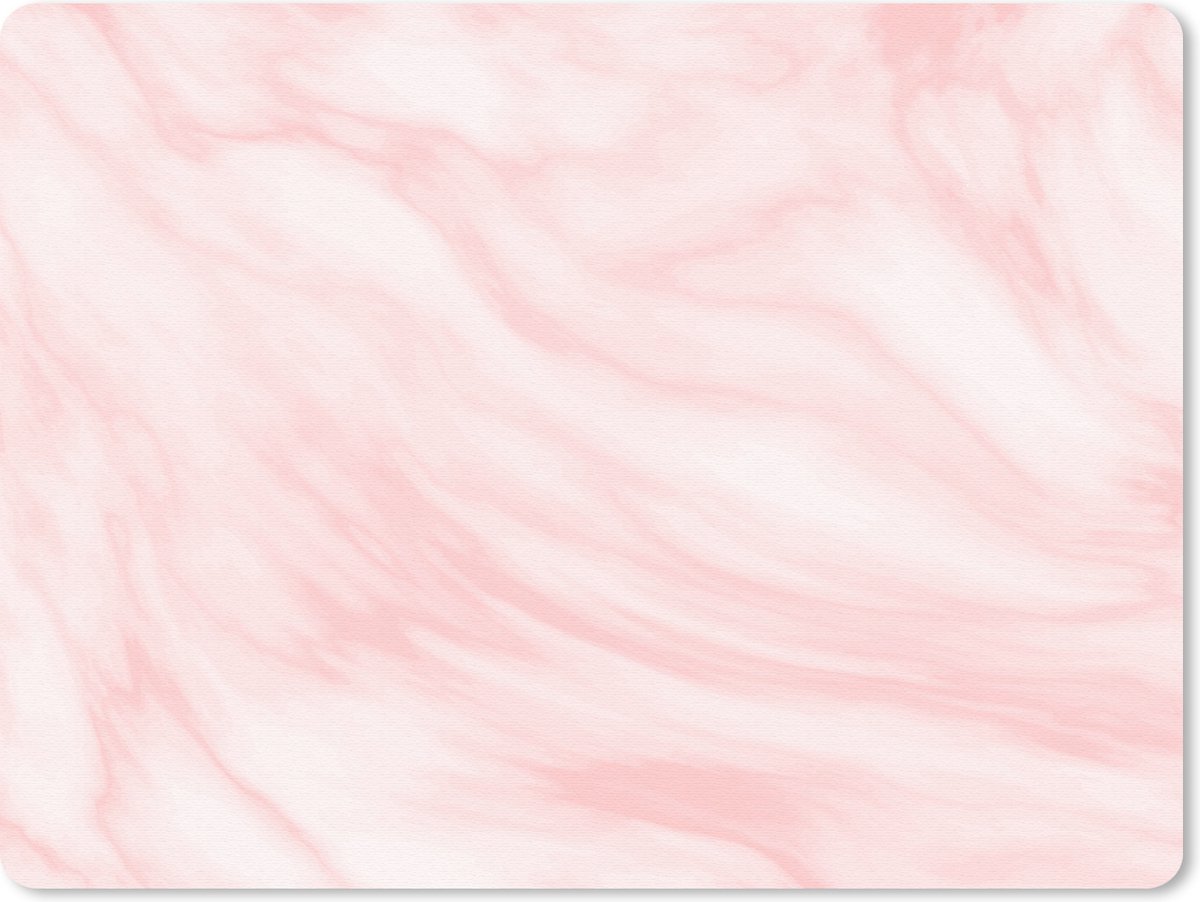 Muismat - Mousepad - Marmer - Roze - Wit - Luxe - Marmerlook - 23x19 cm - Muismatten