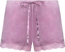 foto van Hunkemöller Dames Nachtmode Shorts Velours Lace - Paars - maat S